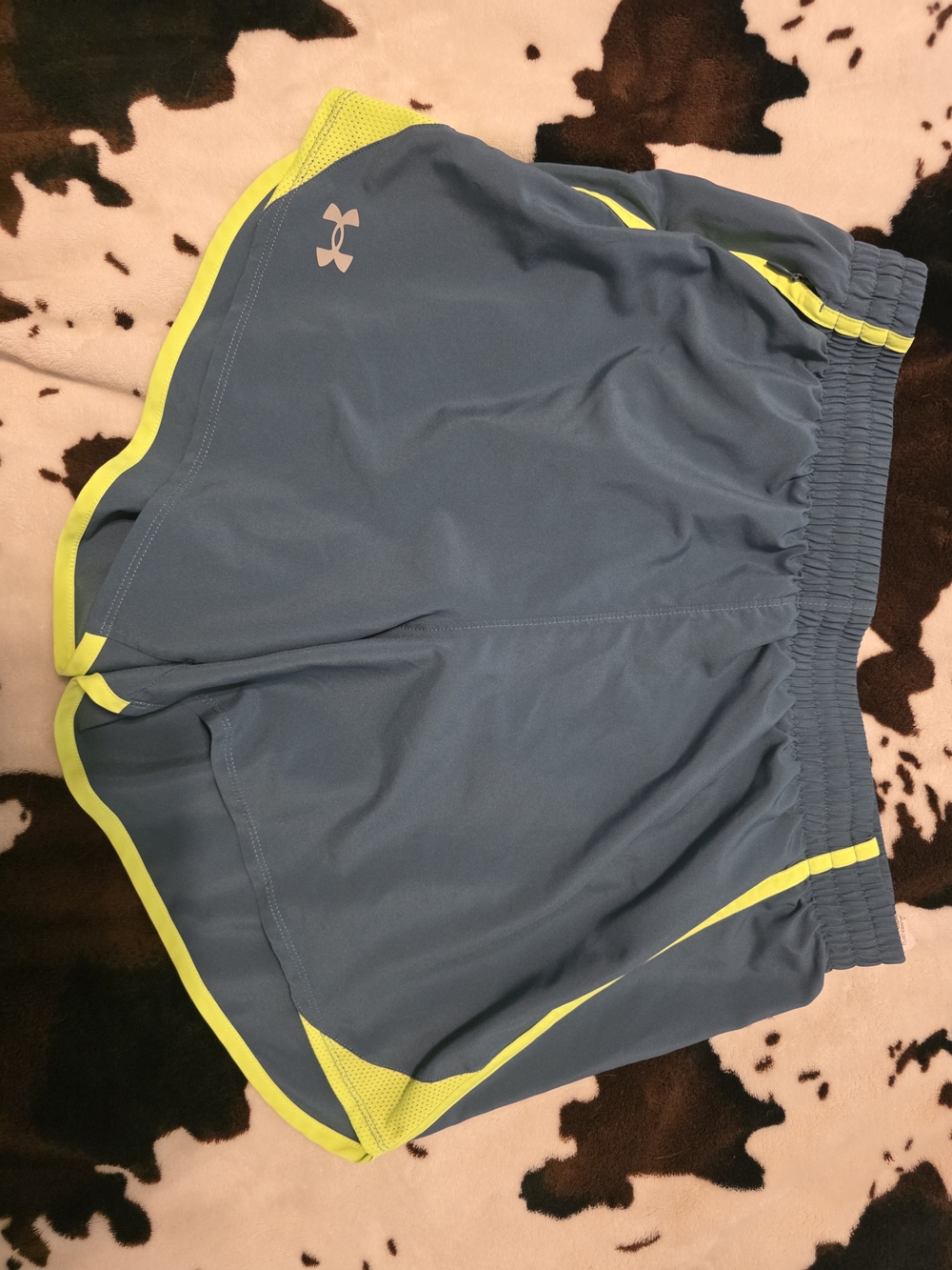 Under Armour Women’s Blue Athletic Shorts with Yellow Trim